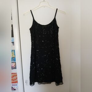 90s Vintage Le Chateau Mini Sequined Mesh Party Dress